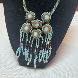 Elegant Beaded Necklace w/Turquoise Accents -Santa Fe designer